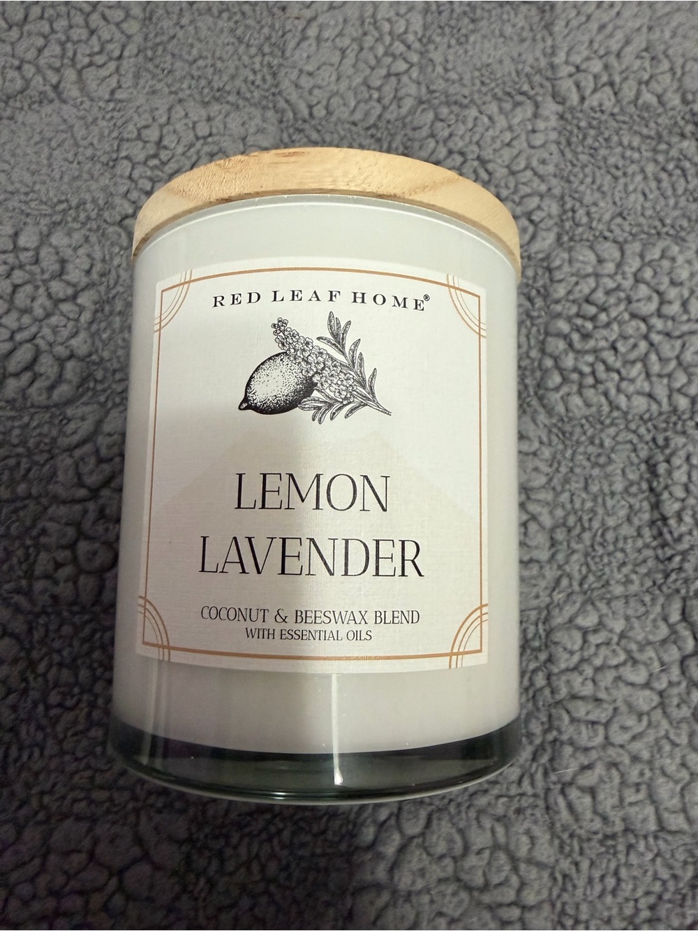 Red Leaf Home Lemon Lavender Candle 11 oz Coconut Beeswax Blend w/ Essential Oil